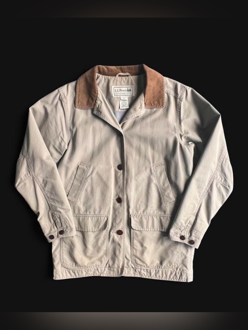 Vintage Y2K L.L.Bean tan chore jacket with brown collar Women’s size M